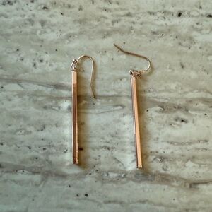 Elegant Rose Gold Bar Drop Earrings